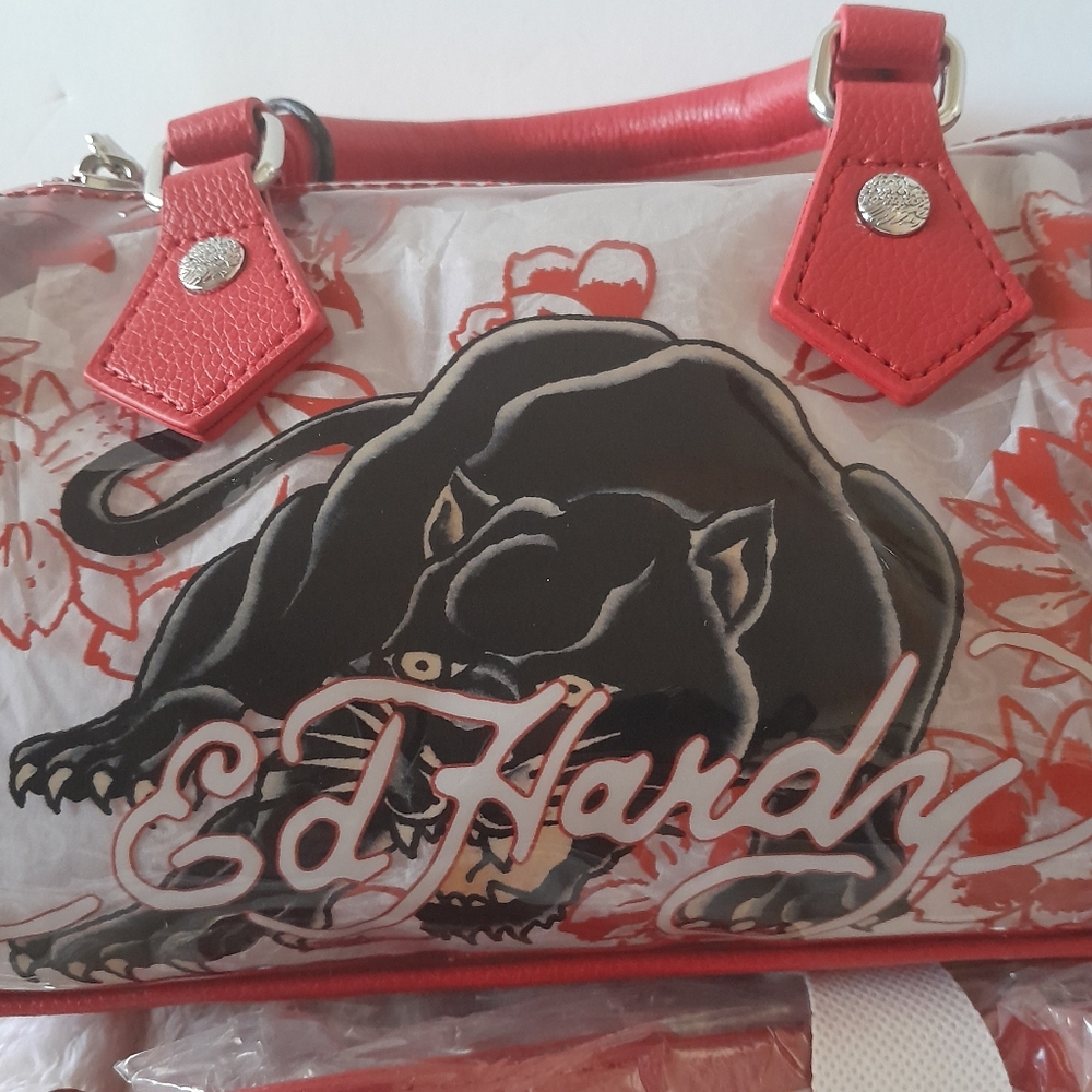 Ed Hardy Panther Clear Crossbody Satchel Beach Bag - Picture 7 of 13
